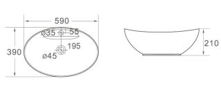 Раковина накладная SantiLine SL-1022 59см белый